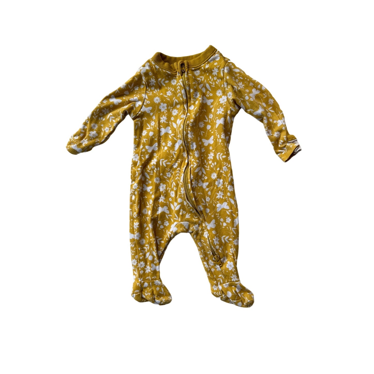 0-3M Baby Yellow Floral Footie Pajama PJ