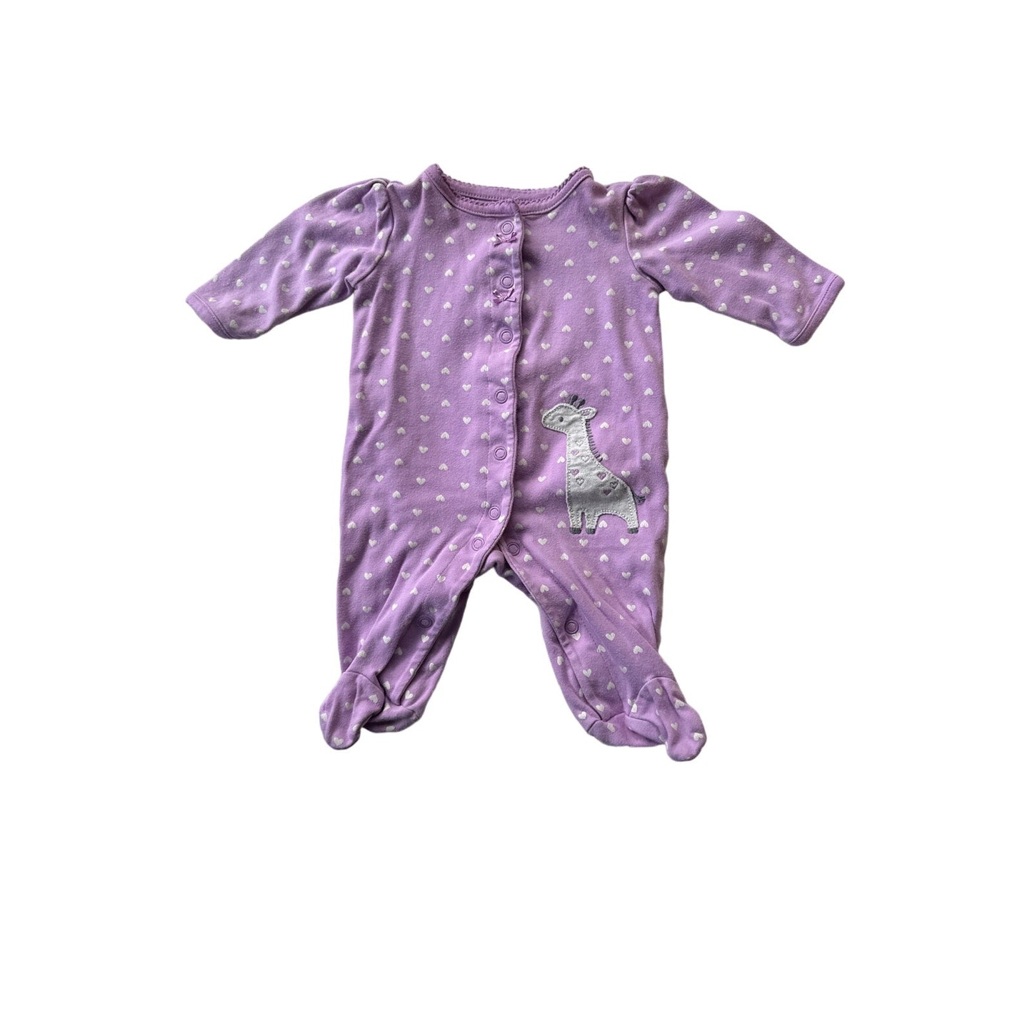 0-3M Baby Purple Heart Giraffe Footie Pajama PJ