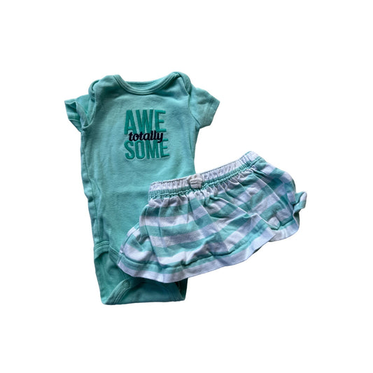 0-3M Baby Blue "Totally awesome" Outfit Set