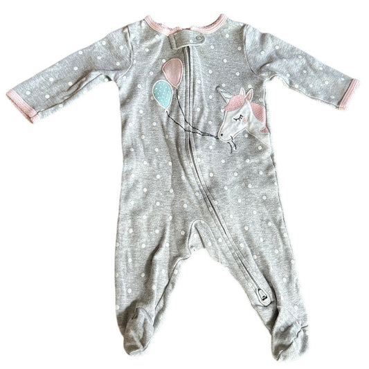 3M Baby Grey Unicorn Footie Pajama PJ