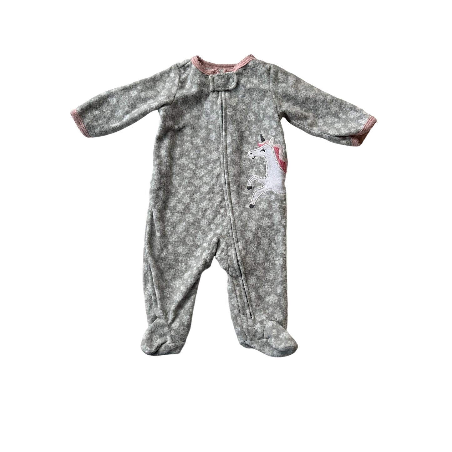 0-3M Baby Grey Unicorn Footie Pajama PJ