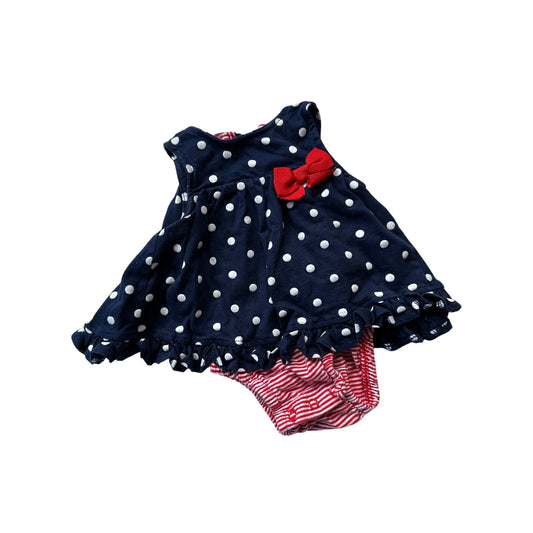 0-3M Baby Red White and Blue Dress