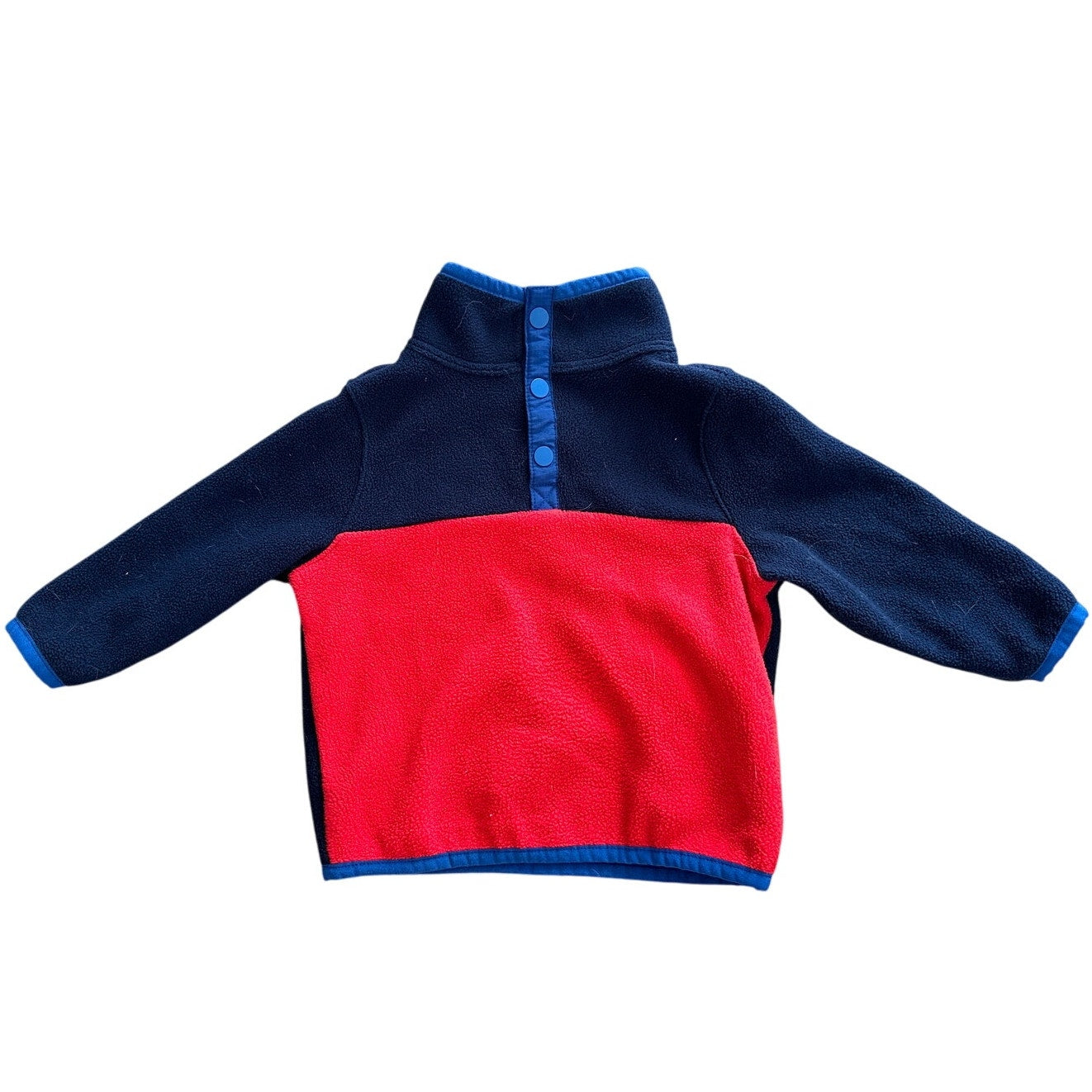 Toddler 12-18M Navy and Red Half-Zip Fleece Pullover with Snap Closure