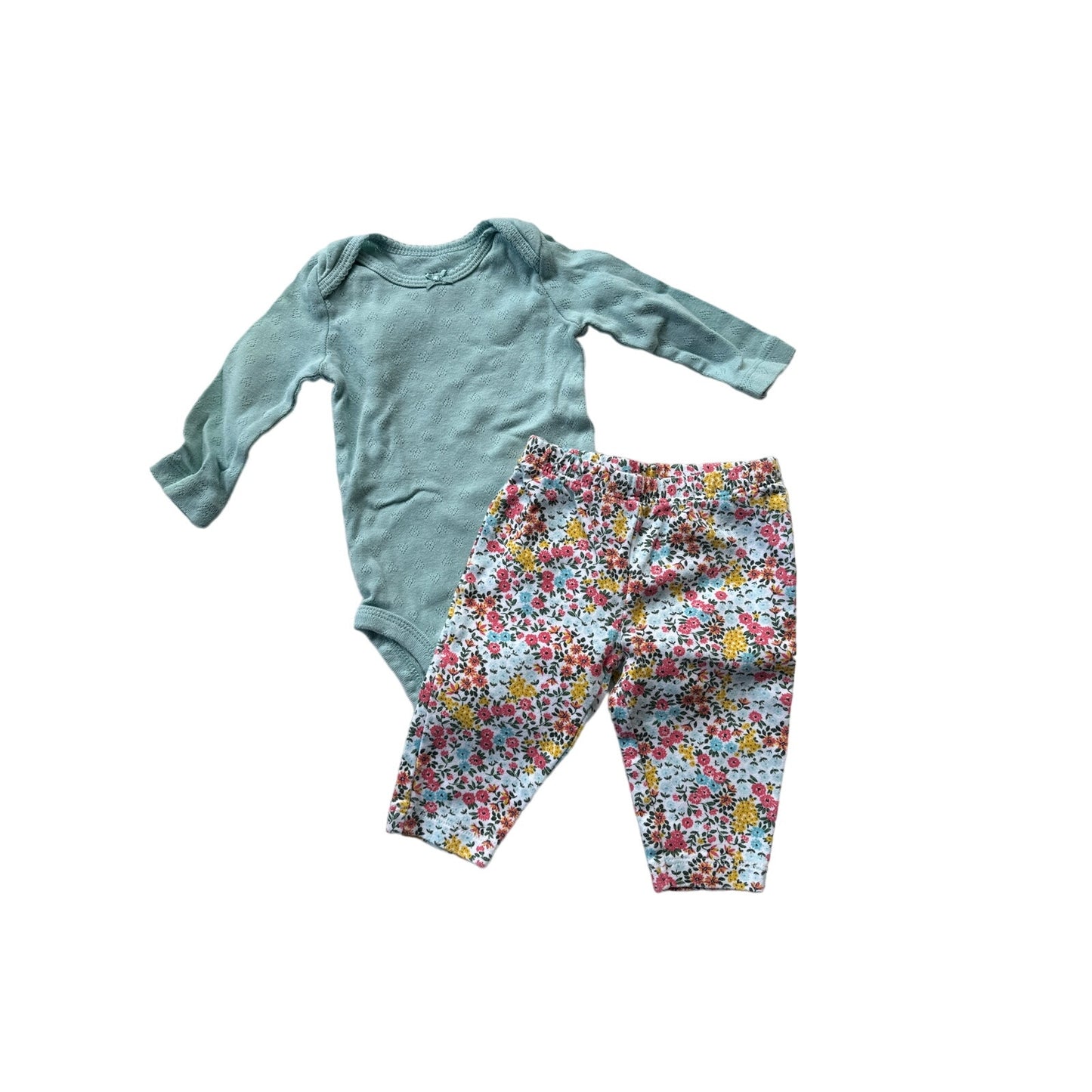 0-3M Baby Blue Floral Outfit Set