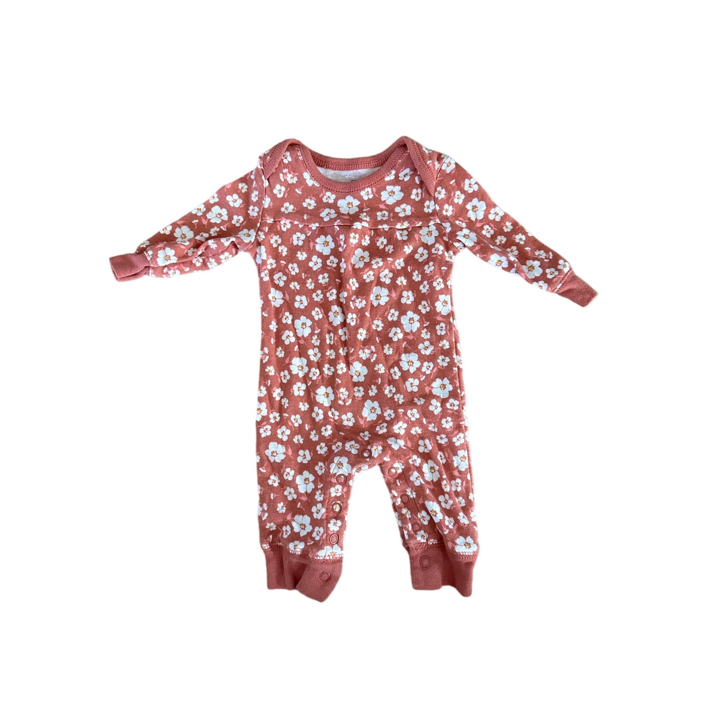 3M Baby Girl Fall Dark Pink Floral Onesie