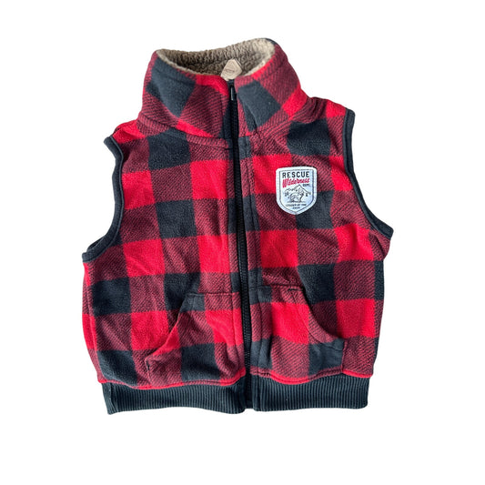 9M Baby Red Flannel Zipper Vest