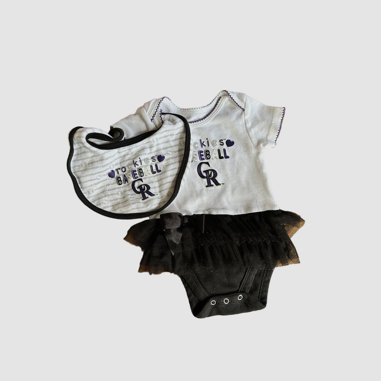 0-3M Baby Rockies Baseball Dress & Bib Outfit Set