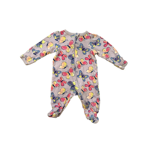 0-3M Baby Purple Butterfly Footie Pajama PJ