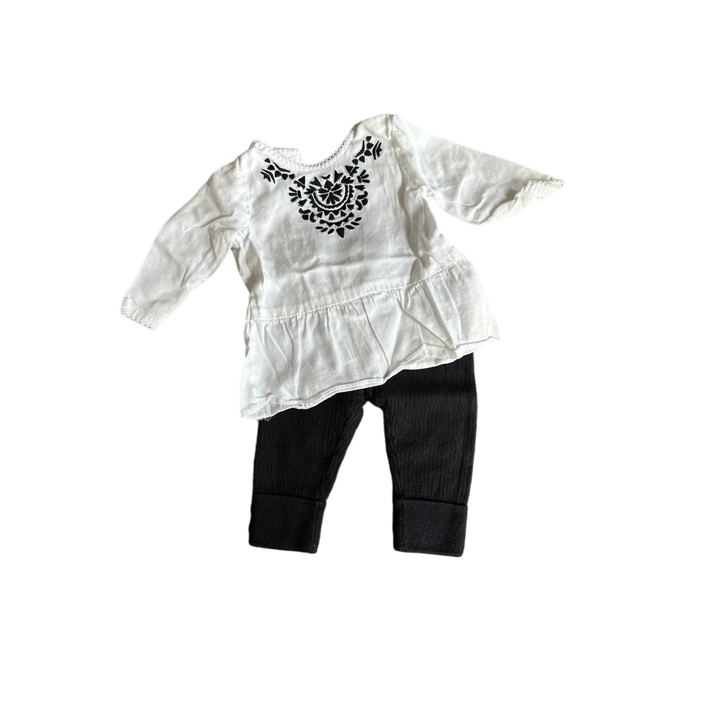 3M Baby Girl White and Black Outfit Set