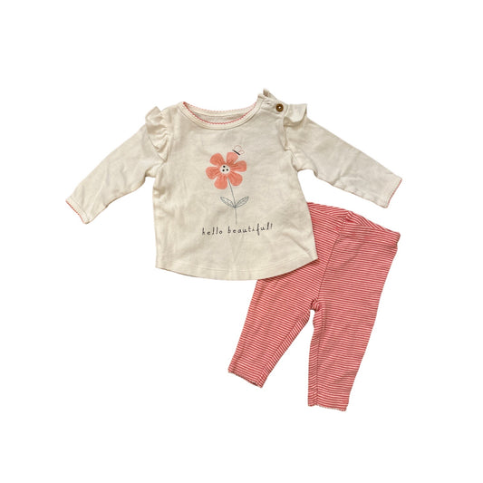 3M Baby Pink 'Hello Beautiful' Flower Outfit Set