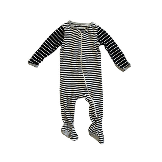 6-9M Baby Black and White Striped Cloud Island Footie Pajama PJ