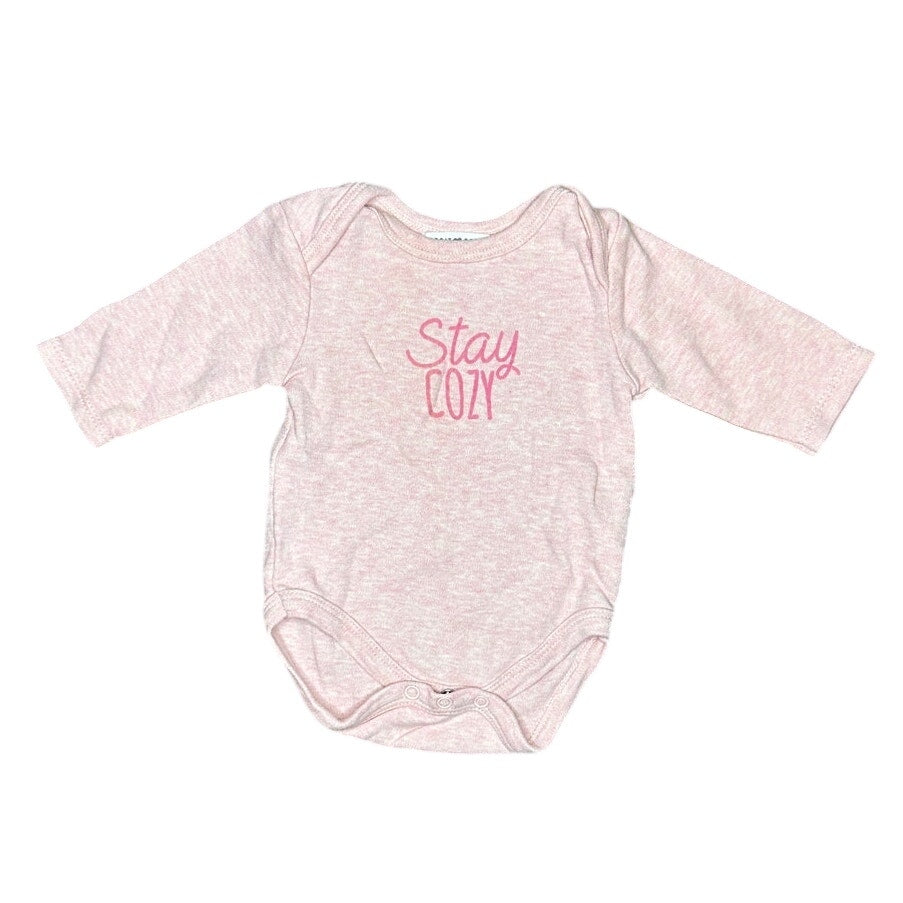 0-3M Baby Pink "Stay Cozy" Onesie