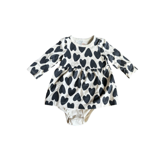 0-3M Baby Black and White Heart Dress