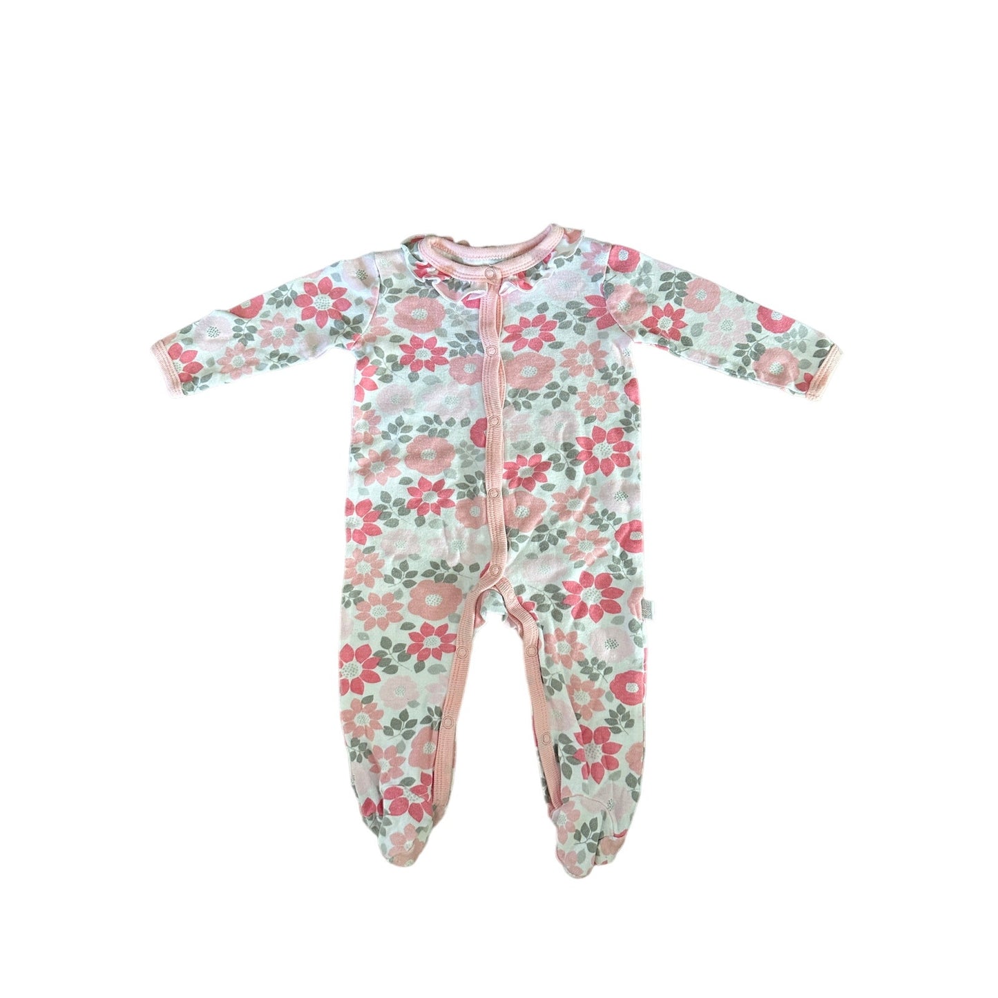 3-6M Baby Pink Floral Pajama PJ