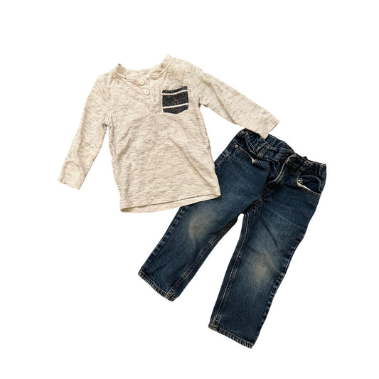 2T Cat & Jack Top and Calvin Klein Jeans Outfit Set