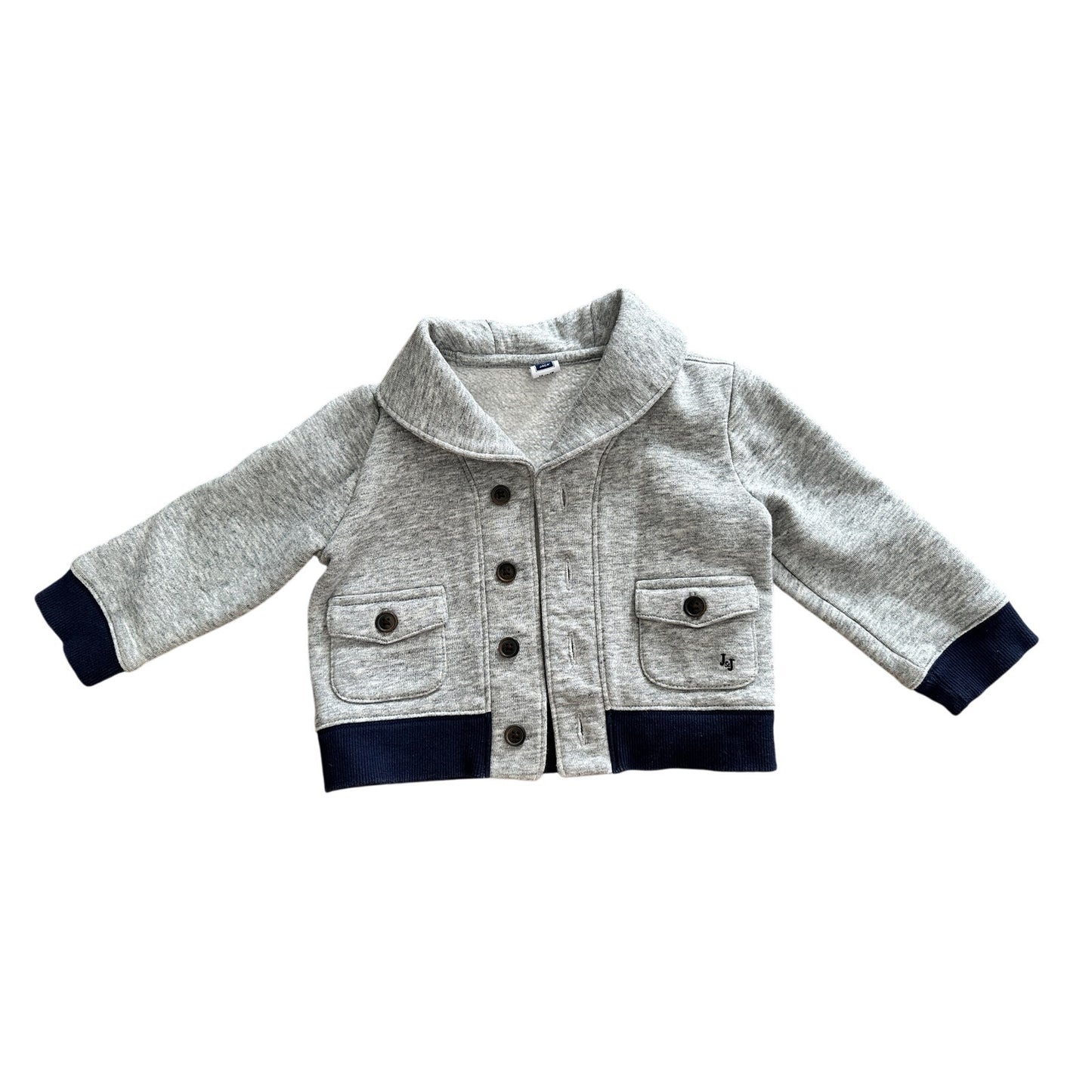 Toddler 12M-18M Janie and Jack Gray Button-Up Sweater Jacket