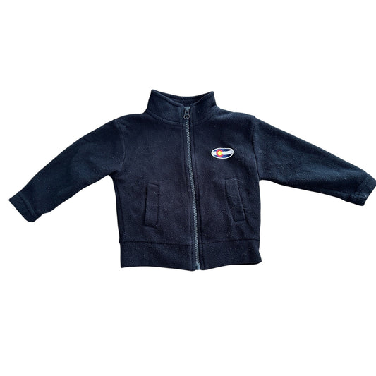 Toddler 24M Black Zip-Up Fleece Jacket with Colorado Flag