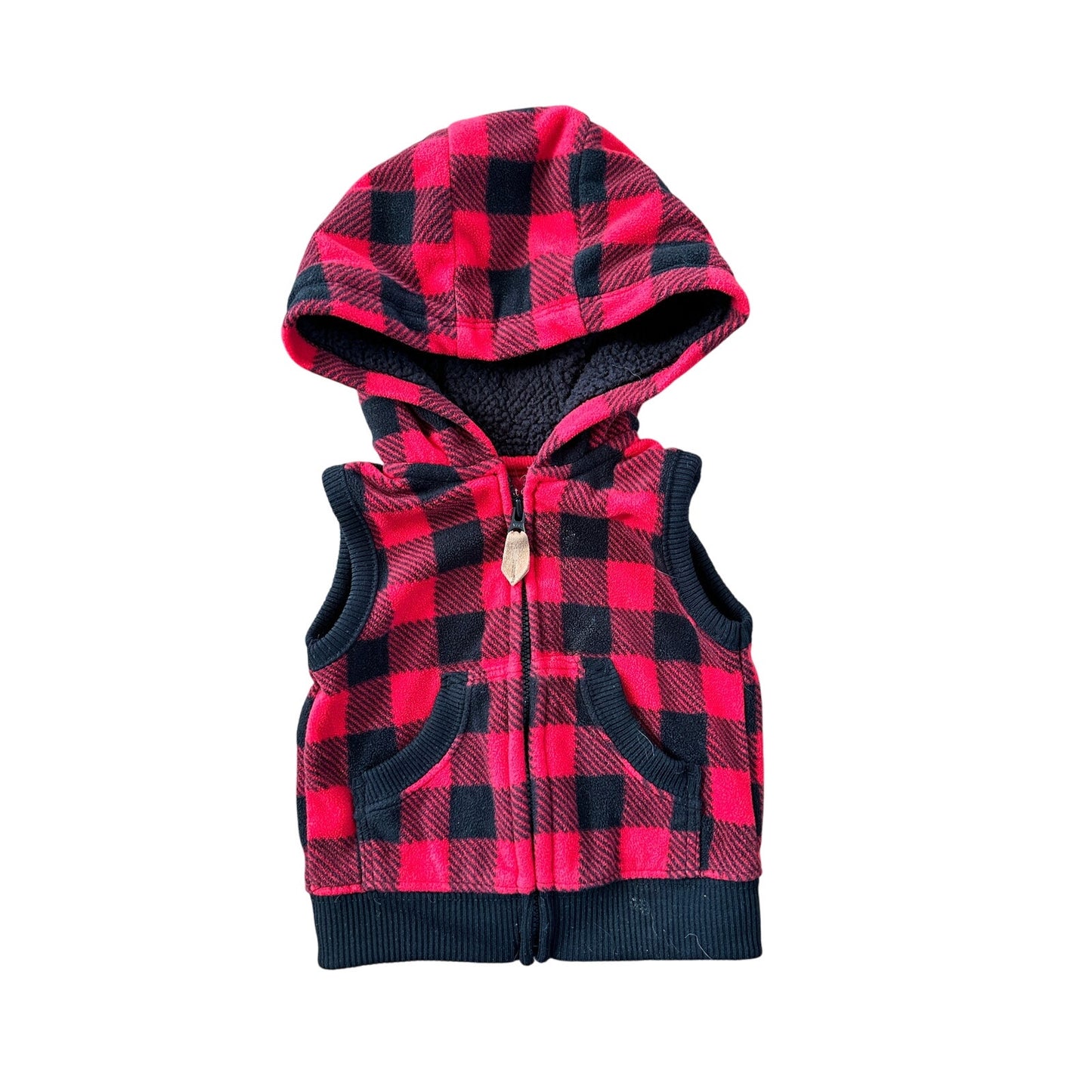 3M Baby Red Flannel Hooded Zipper Vest