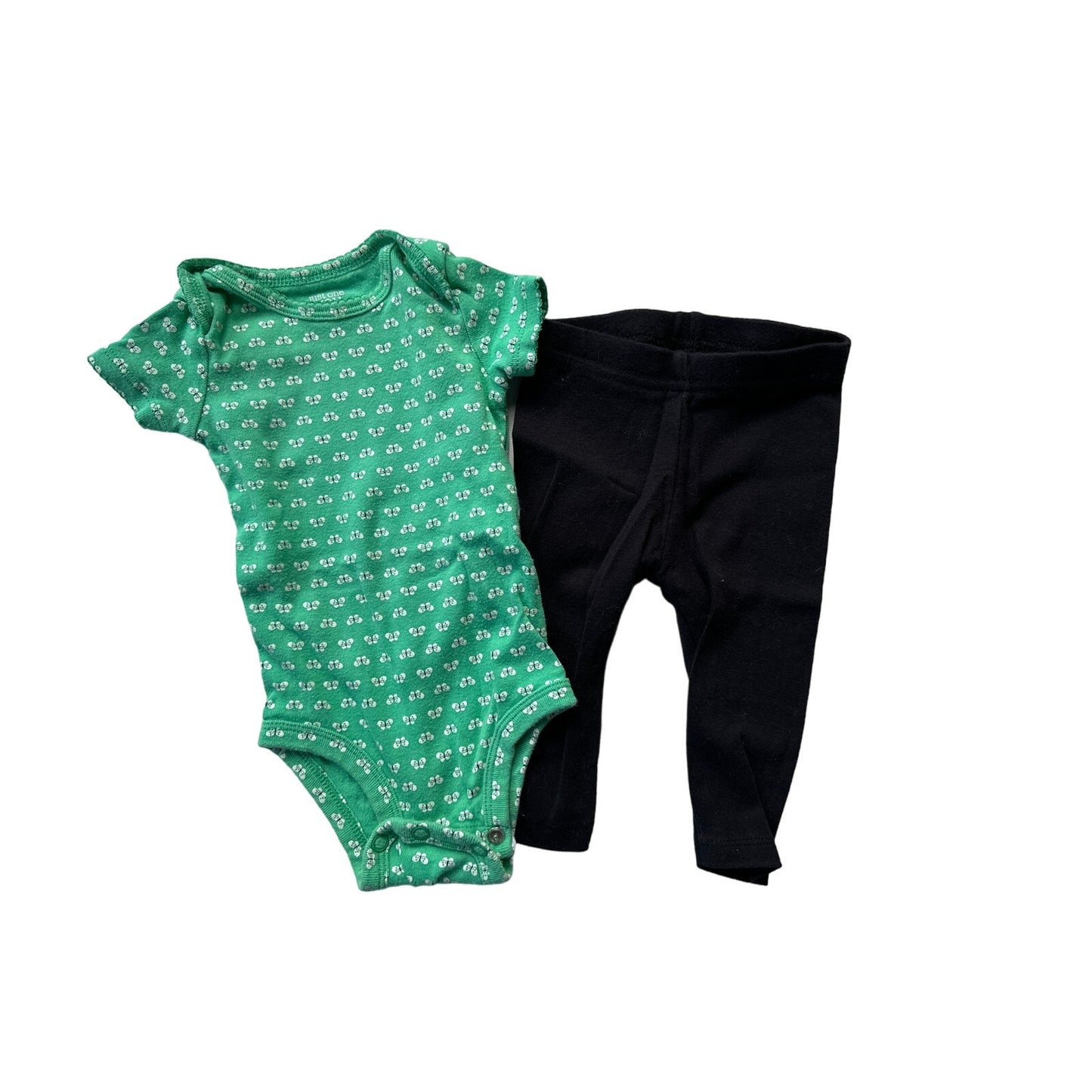 0-3M Baby Green Butterfly Outfit Set