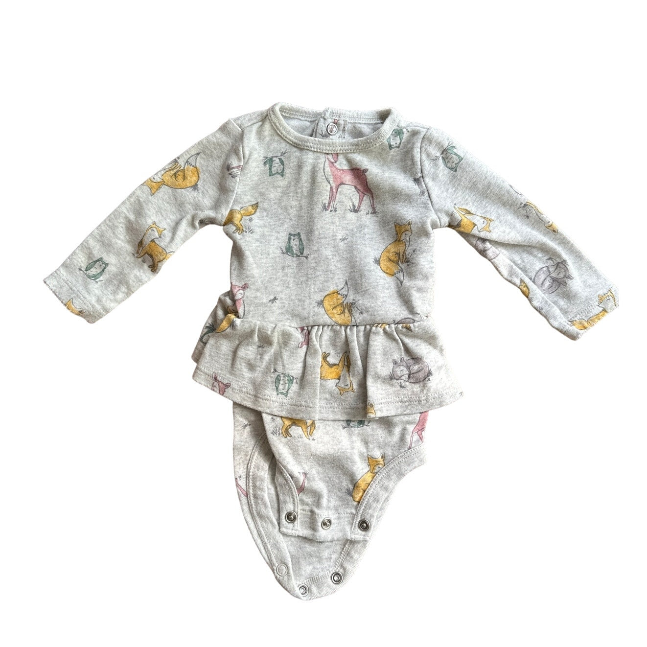 3M Baby Girl Gray Animal Onesie