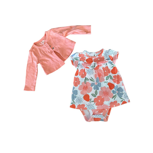 3-6M Baby Girl Floral Dress with Sweater